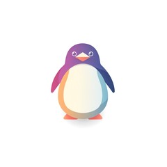 Fototapeta premium Colorful Cartoon Penguin on White Background. Cute Illustration