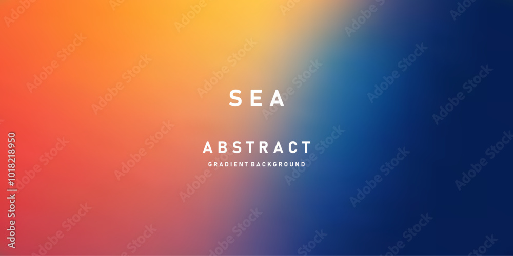 Aufkleber Abstract Sea background. Deep Blue, orange and red color vector banner. Pastel gradient  pattern. Blurred light fuzz colorful gradient background. Vector soft horizontal backdrop