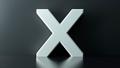 Obraz premium A white X with a textured surface placed against a dark background, illuminated to emphasize the structure