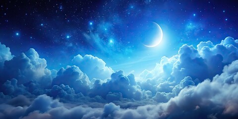 Minimalist night sky background with clouds for cosmetic products