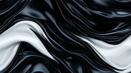Fototapeta premium Black and White Liquid Waves with Smooth Texture