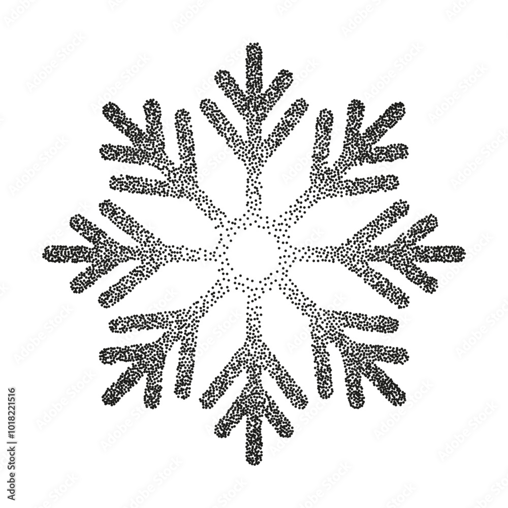 Aufkleber halftone snowflake icon. snow vintage stipple element. fading gradient christmas or new year holiday