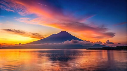 Minimalist photo of sunrise over Mount Rinjani Volcano on Gili Air, Lombok