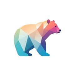 Fototapeta premium Colorful Gradient Polar Bear on White Background, Illustration. Modern Abstract Animal Artwork