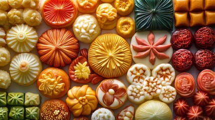 Assortment of Colorful and Ornate Decorated Cookies