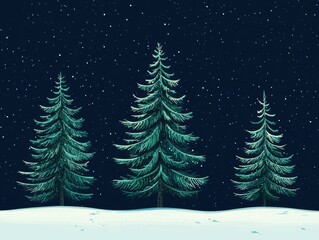 Obraz premium Winter Panorama with Snowy Christmas Trees
