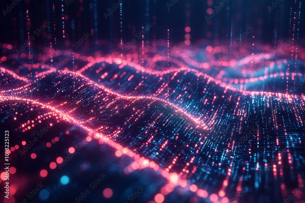 Wall mural digital technology background of data and network