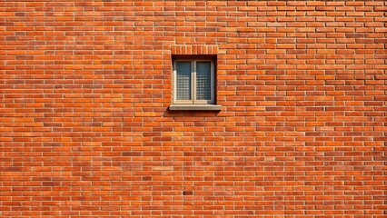 Minimalist red brick wall with small vertical window
