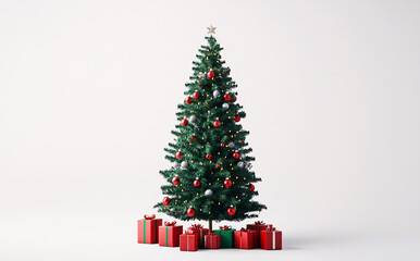 Merry christmas and new year holidays background. Blurred bokeh background with light bulbs and Christmas tree branches. Banner.