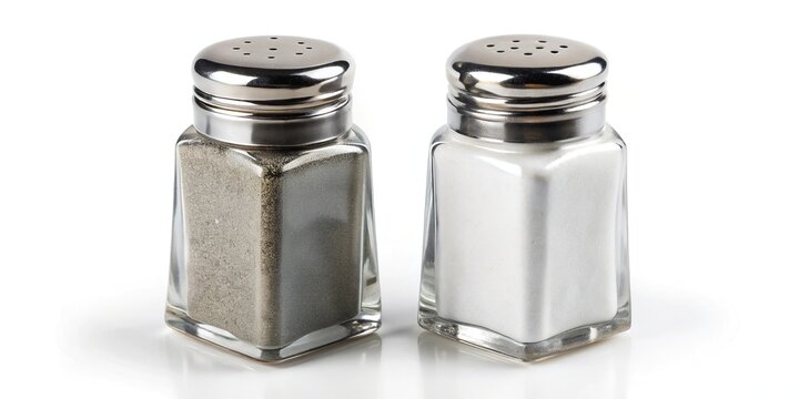 Minimalist salt and pepper shakers isolated on white background