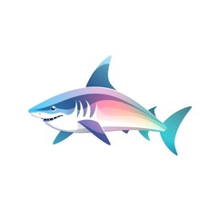 Obraz premium Vibrant Gradient Shark Illustration on White Background. Modern Marine Vector Art