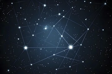 Abstract Network Connection with Glowing Nodes on Dark Background