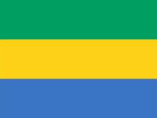 National Flag Republic of Gabon, Gabonese Republic, horizontal triband of green, gold and blue