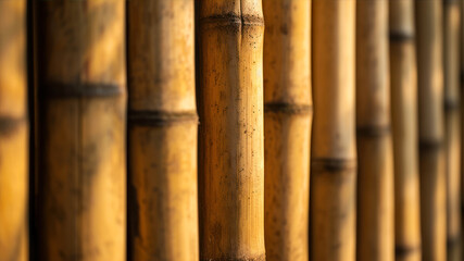 Natural Partition Created From Vertical Bamboo Panels in a Serene Outdoor Setting