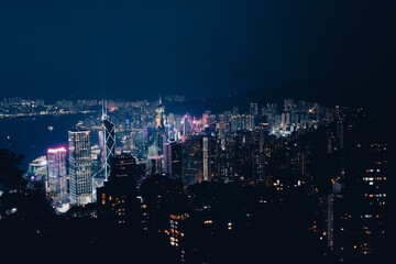 Hong Kong Skyline at Dusk in China