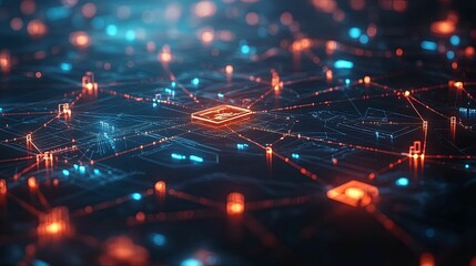 Fototapeta premium Abstract Network with Glowing Nodes and Lines