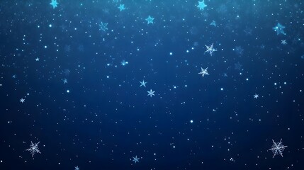 Obraz premium Abstract Blue Winter Background with Snowflakes and Stars