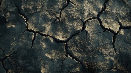 Obraz premium Barren desert land with deep, dry cracks in the soil, showcasing extreme drought. -