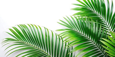 Obraz premium Minimalist tropical palm frond isolated on white background