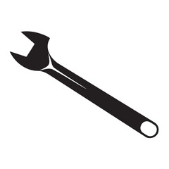 Simple Black Wrench Icon for Design Projects