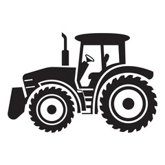 Black silhouette of a modern agricultural tractor