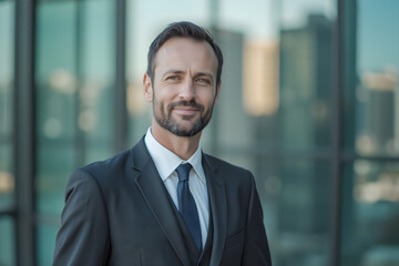 Fototapeta premium portrait of successful businessman consultant looking at camera and smiling