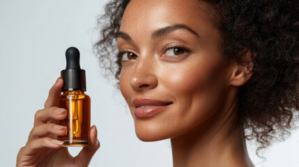 Fototapeta premium Radiant Skin Beauty with Essential Oil Dropper Bottle