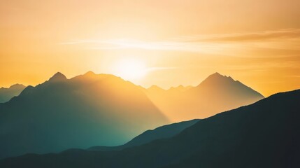 Fototapeta premium Golden Mountain Sunset