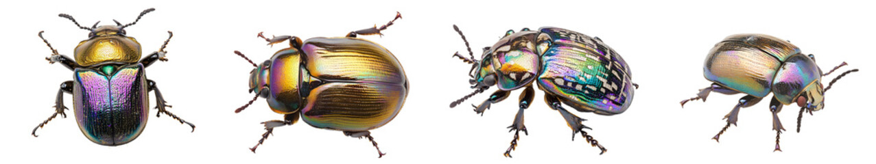 Scarab beetle with a shiny, iridescent shell, intricate designs and vibrant hues, perfect for nature enthusiasts.