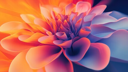 A detailed 3D flower with intricate petals blooming in front of a vibrant, dynamic background, showcasing abstract beauty and motion