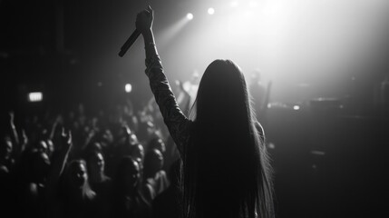 Singer on Stage in Black and White