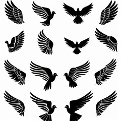 Obraz premium Wings flat icon, angel wings emblem, bird feathers minimal silhouette, pigeon sign, spirituality symbol