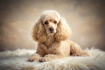 Vintage Poodle Portrait on White Background - Classic Pet Photography