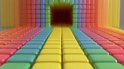 Obraz premium Abstract Rainbow Pathway of Colorful Blocks