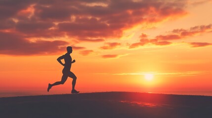 Silhouette of a Runner Against a Vibrant Sunset