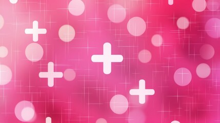 Fototapeta premium Pink seamless medical cross background with geometrical shapes for hospitals and pharmacies.