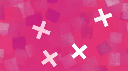 Fototapeta premium Pink seamless medical cross background with geometrical shapes for hospitals and pharmacies.