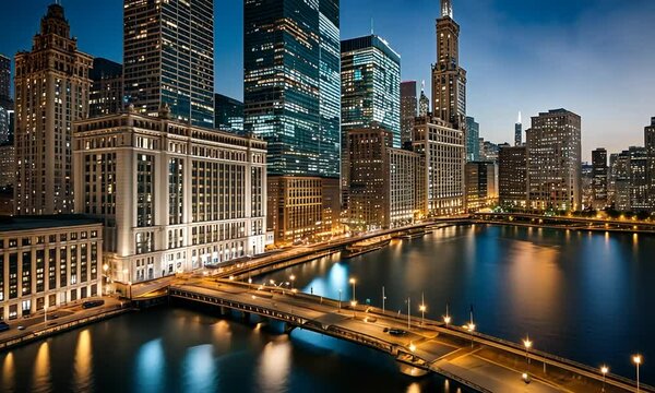 Chicago at sunset.