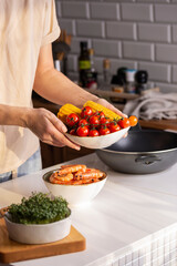 cooking seafood in the kitchen