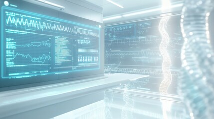 Obraz premium High-Tech Medical Research Laboratory with DNAnd Data Analysis Screens