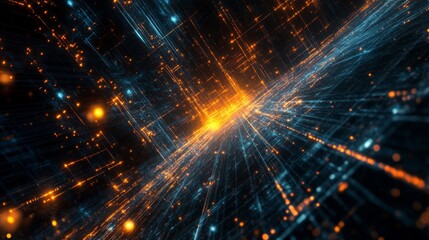 Fototapeta premium Abstract Digital Network with Glowing Lines and Particles