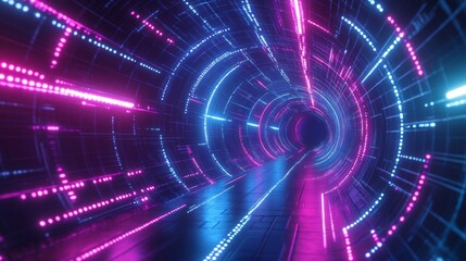 Obraz premium Abstract Neon Tunnel with Blue and Pink Lights