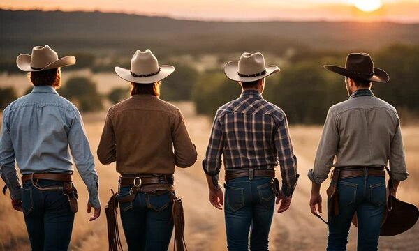 Group of cowboys in the far west.