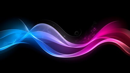 Obraz premium Abstract Blue and Pink Waves with Sparkles on Black Background