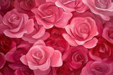 Fototapeta premium Bright pink roses layered together, with each petal contributing to a vibrant display bursting with energy and joy with generatife ai