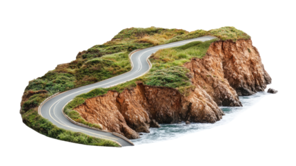 road by the sea transparent background