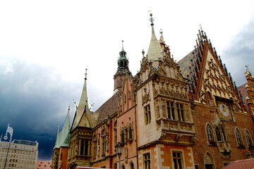 The historic center of Krakow on the old streets of Europe