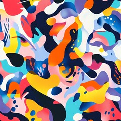 Tile image, A vibrant abstract background with a chaotic mix of shapes and colors