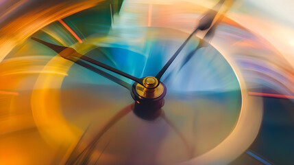 Abstract concept of a clock face with soft blur creating a sense of time passing and movement