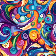 Fototapeta premium Tile image, A colorful abstract background with a mix of swirling patterns and shapes